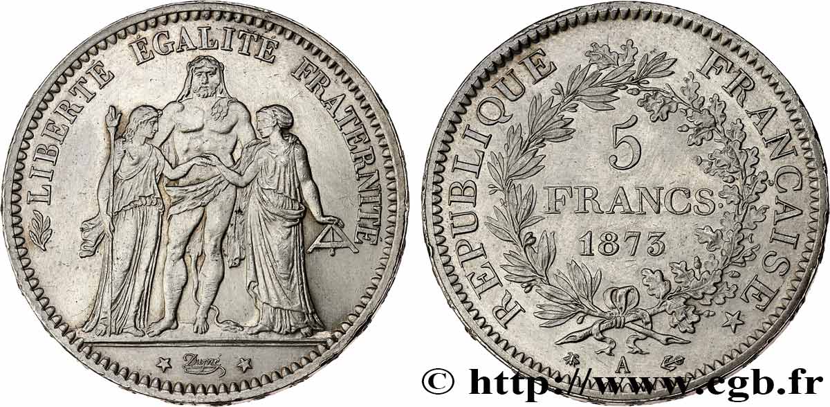 5 francs Hercule 1873 Paris F.334/9 SUP 