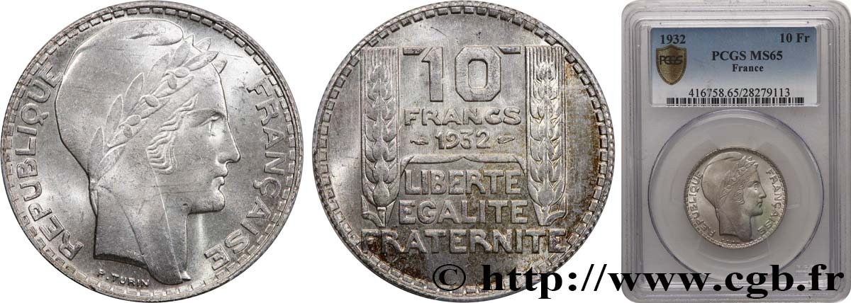 10 francs Turin 1932  F.360/5 FDC65 PCGS