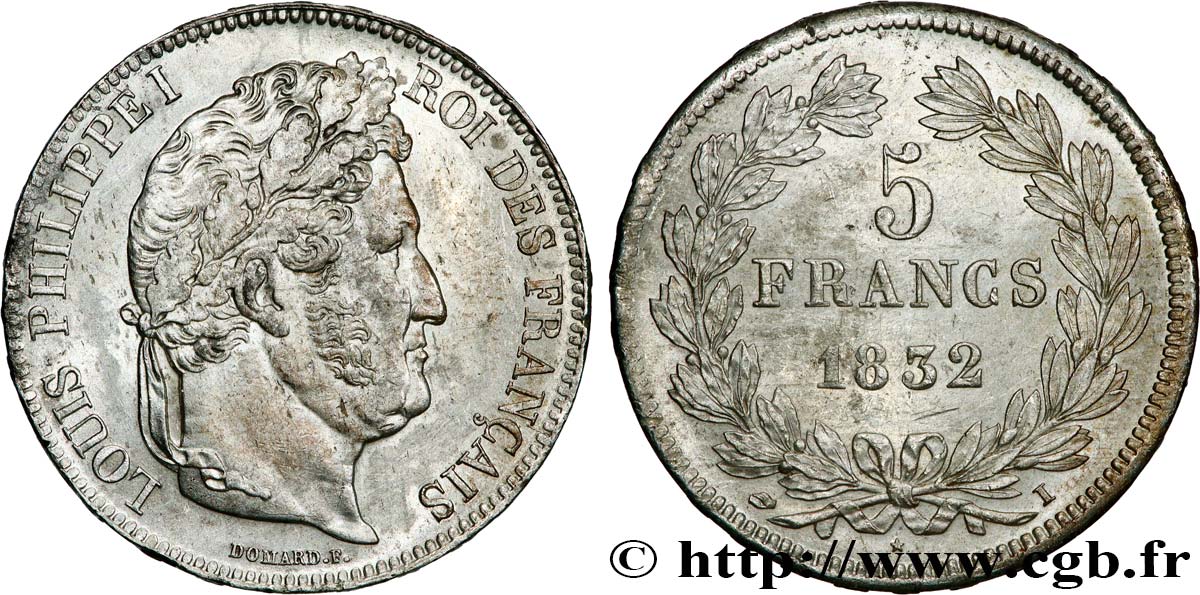 5 francs, IIe type Domard 1832 Limoges F.324/6 AU53 