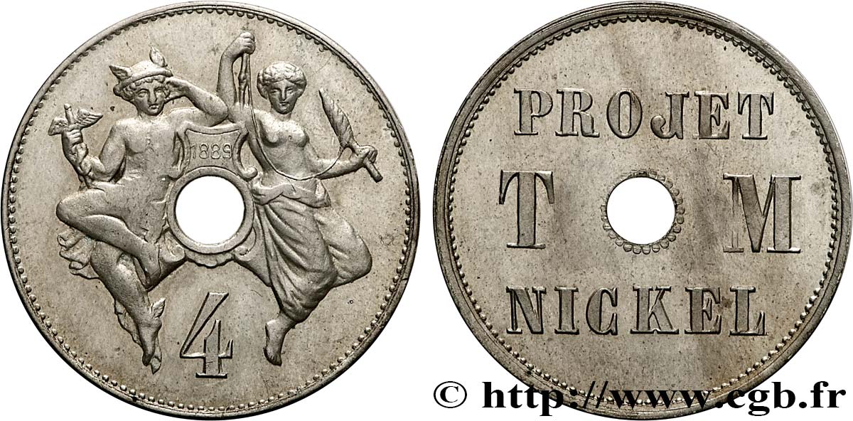 Essai de 4 centimes Michelin en Maillechort 1889  GEM.259 3 SUP+ 