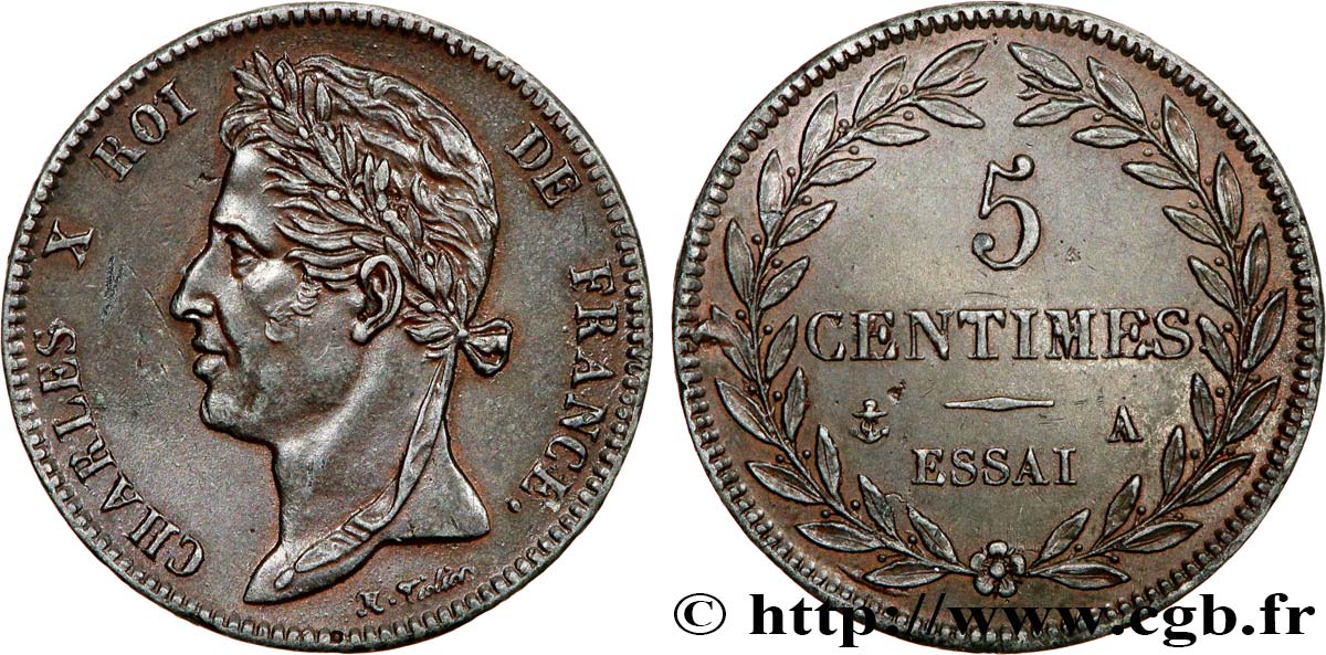 Essai de 5 centimes en bronze n.d. Paris VG.2617  SUP 
