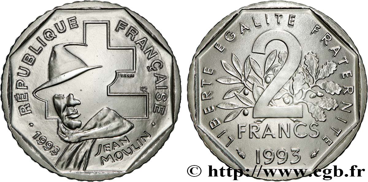 Essai de 2 francs Jean Moulin 1993  F.273/1 FDC 