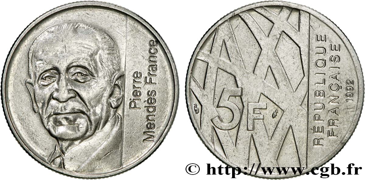 5 francs Mendès-France 1992  F.343/2 TTB+ 