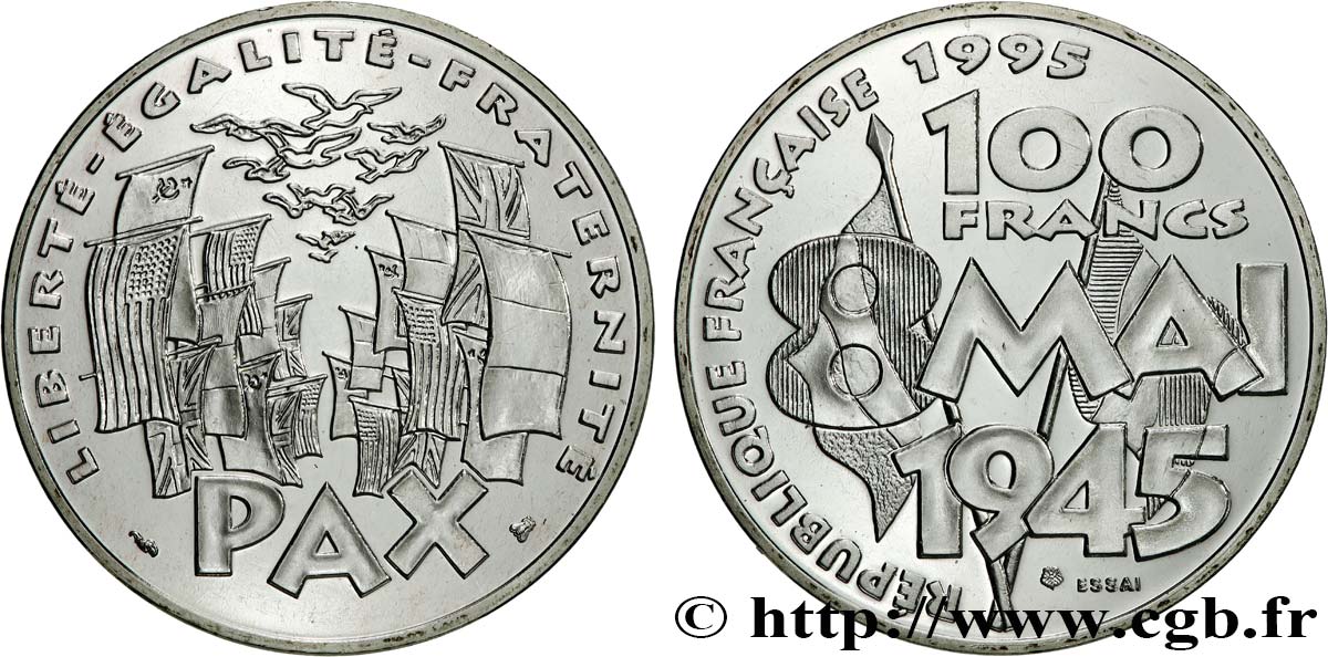 Essai de 100 francs 8 Mai 1945 1995 Pessac F.463/1 FDC 