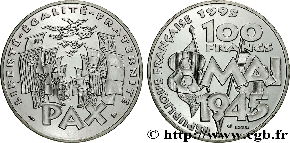 Essai de 100 francs 8 Mai 1945 1995 Pessac F.463/1 MS 