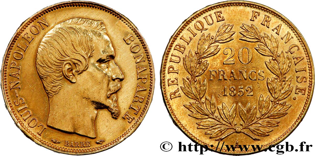 20 francs or Louis-Napoléon 1852 Paris F.530/1 SUP 