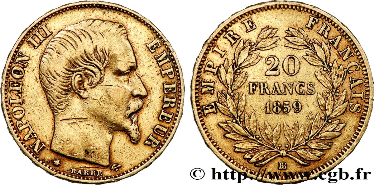 20 francs or Napoléon III, tête nue 1859 Strasbourg F.531/16 fmd_730192  Modern coins