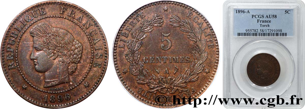 5 centimes Cérès 1896 Paris F.118/38 SUP58 PCGS