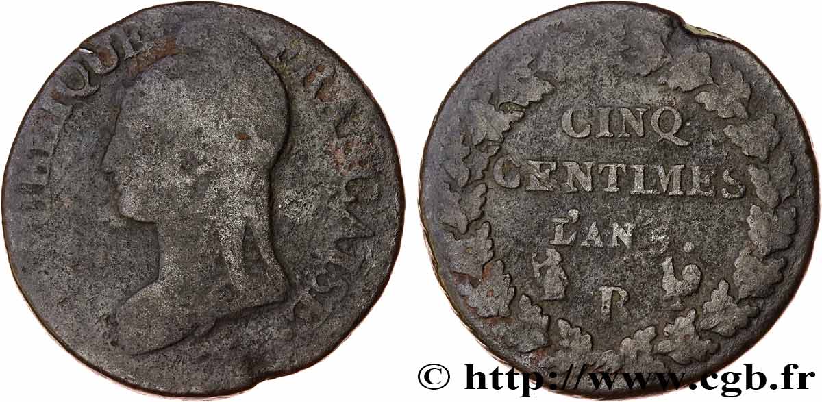 Cinq centimes Dupré, grand module 1797 Orléans F.115/29 F15 