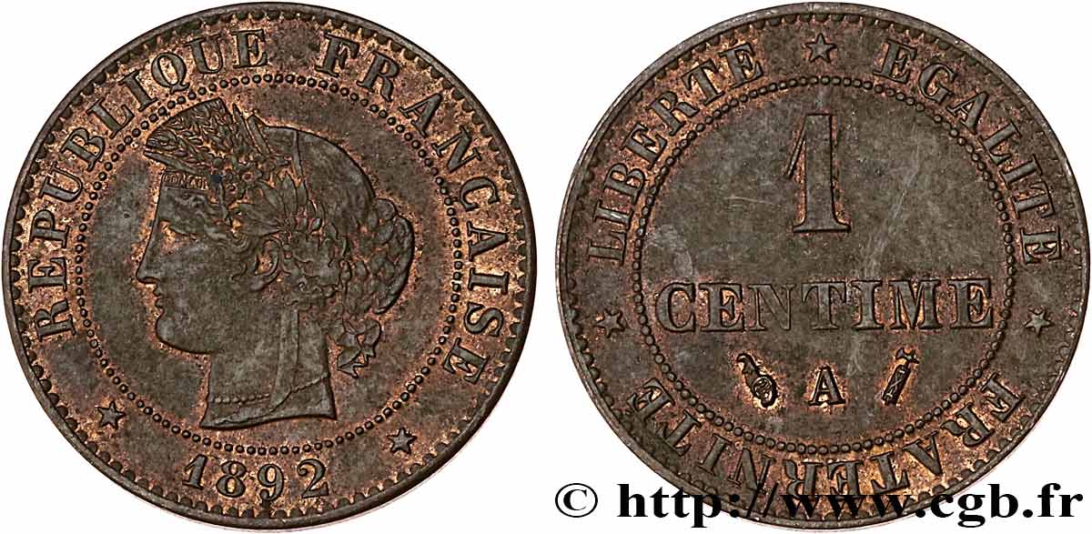 1 centime Cérès 1892 Paris F.104/19 EBC61 