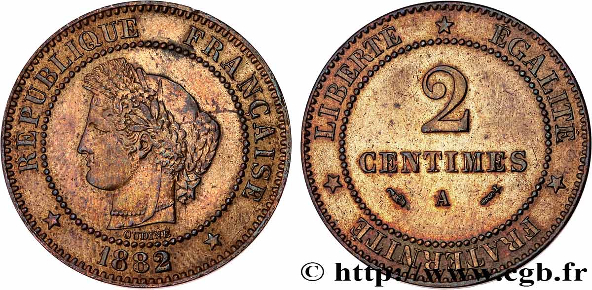 2 centimes Cérès 1882 Paris F.109/7 fVZ 