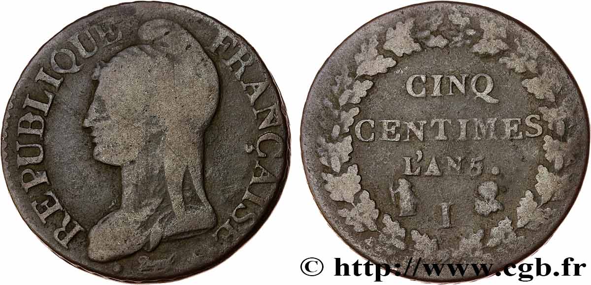 Cinq centimes Dupré, grand module 1797 Limoges F.115/23 F12 