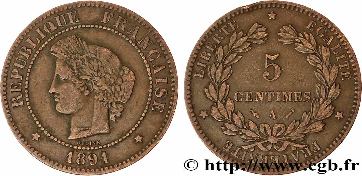 5 centimes Cérès 1891 Paris F.118/33 BC30 