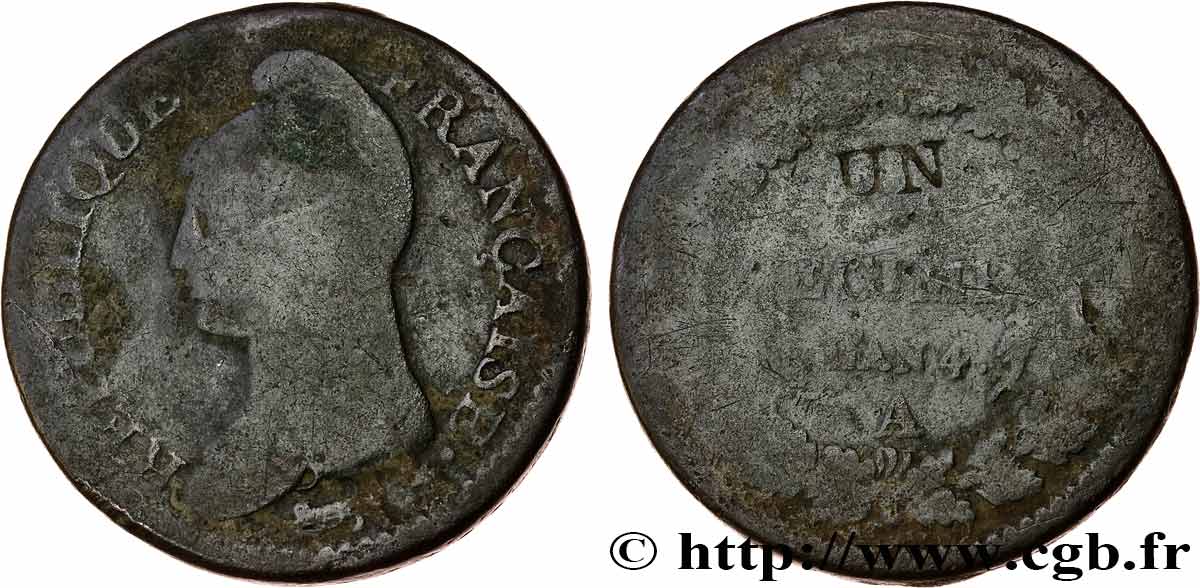 Un décime Dupré, modification du 2 décimes 1796 Paris F.127/1 VG 