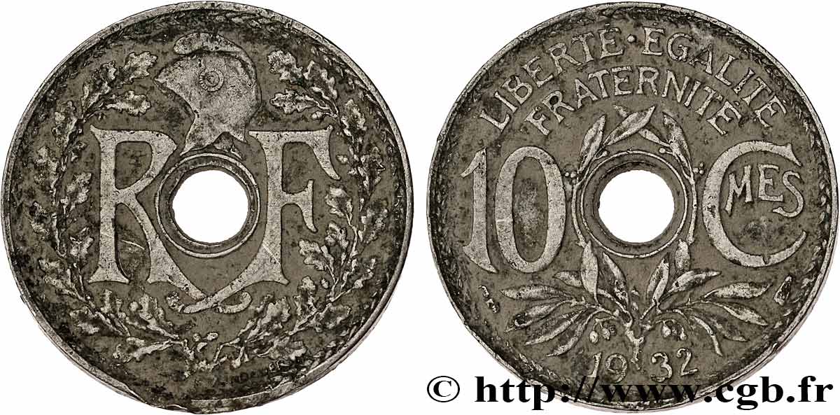 10 centimes Lindauer, petite perforation 1932  F.138/19 var. VF 