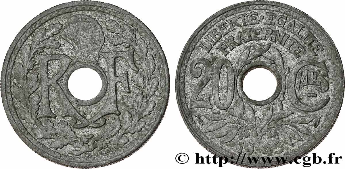 20 centimes Lindauer 1945  F.155/2 XF45 