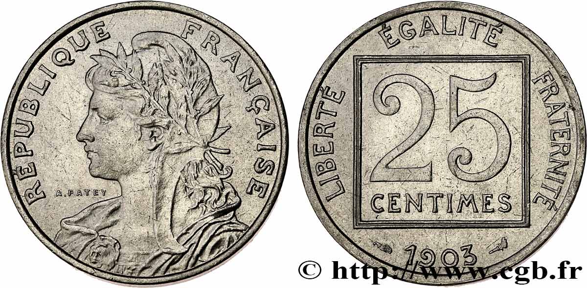 25 centimes Patey, 1er type 1903  F.168/3 SPL62 