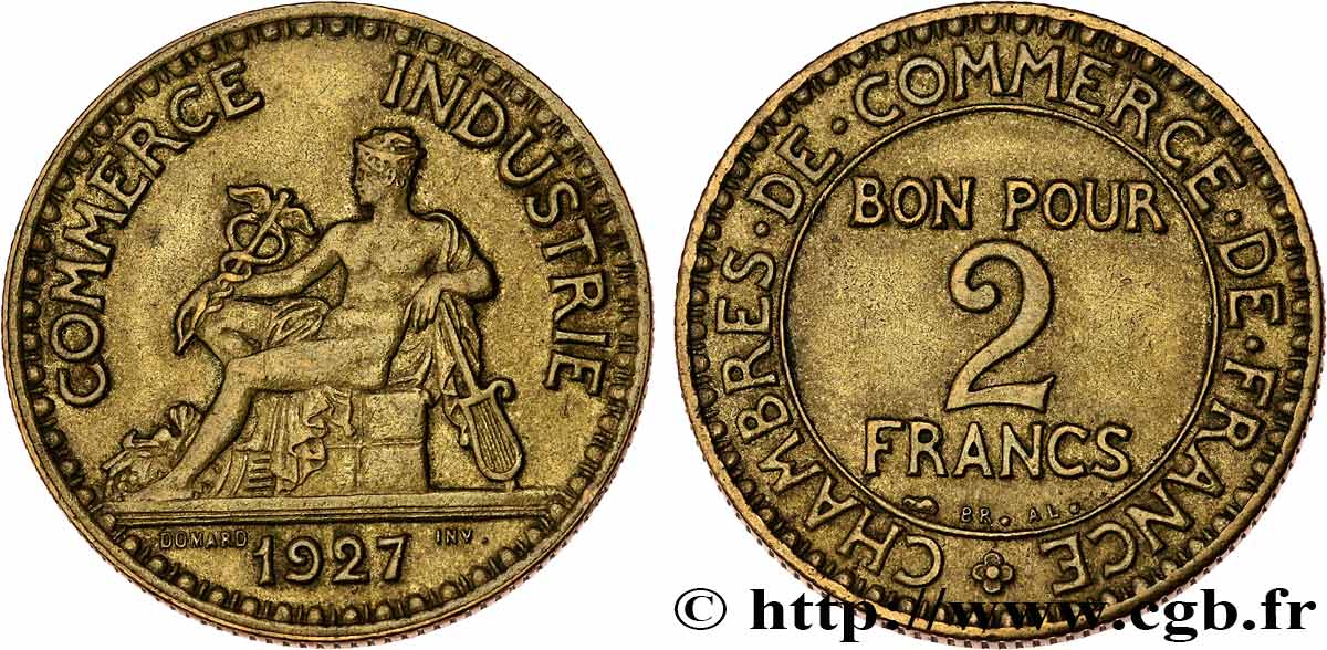 2 francs Chambres de Commerce 1927  F.267/9 AU50 