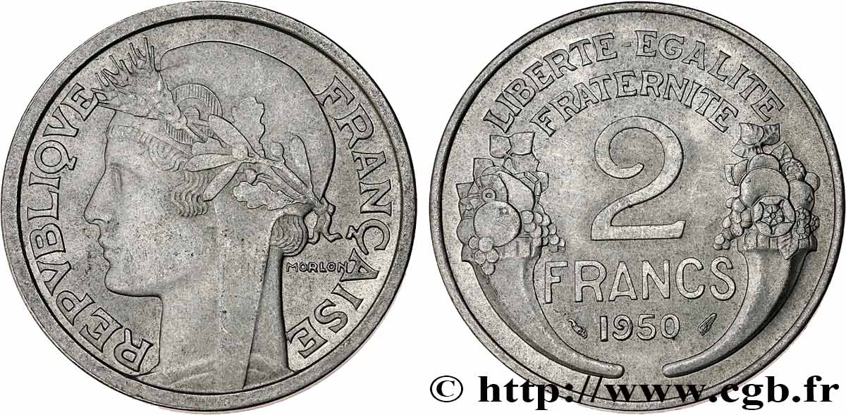 2 francs Morlon, aluminium 1950  F.269/16 SUP61 