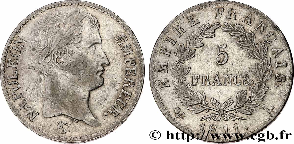 5 francs Napoléon Empereur, Empire français 1811 Bayonne F.307/34 TTB 