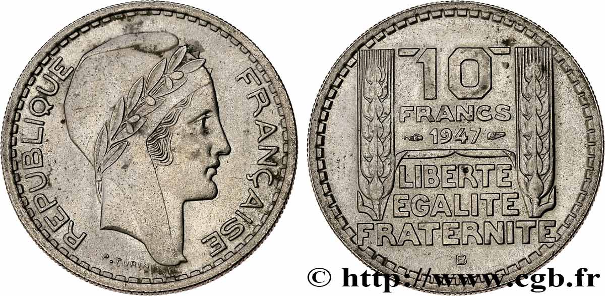 10 francs Turin, petite tête 1947 Beaumont-Le-Roger F.362/2 EBC55 