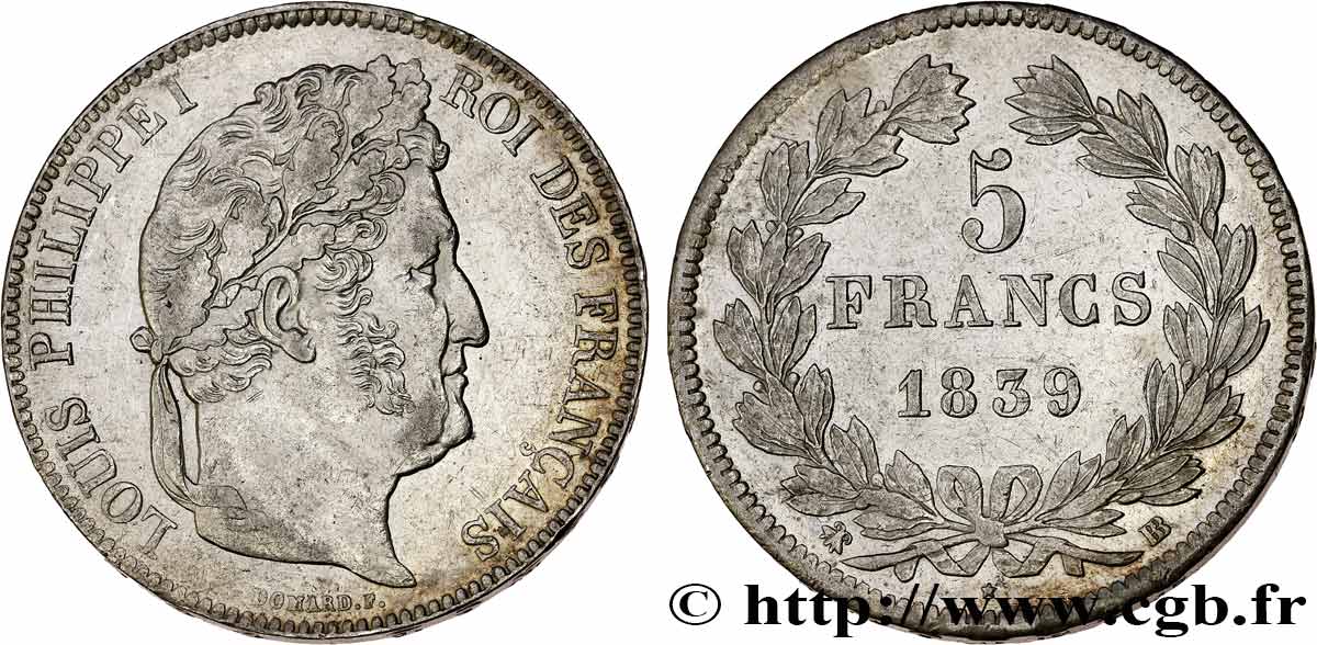 5 francs IIe type Domard 1839 Strasbourg F.324/77 TTB+ 
