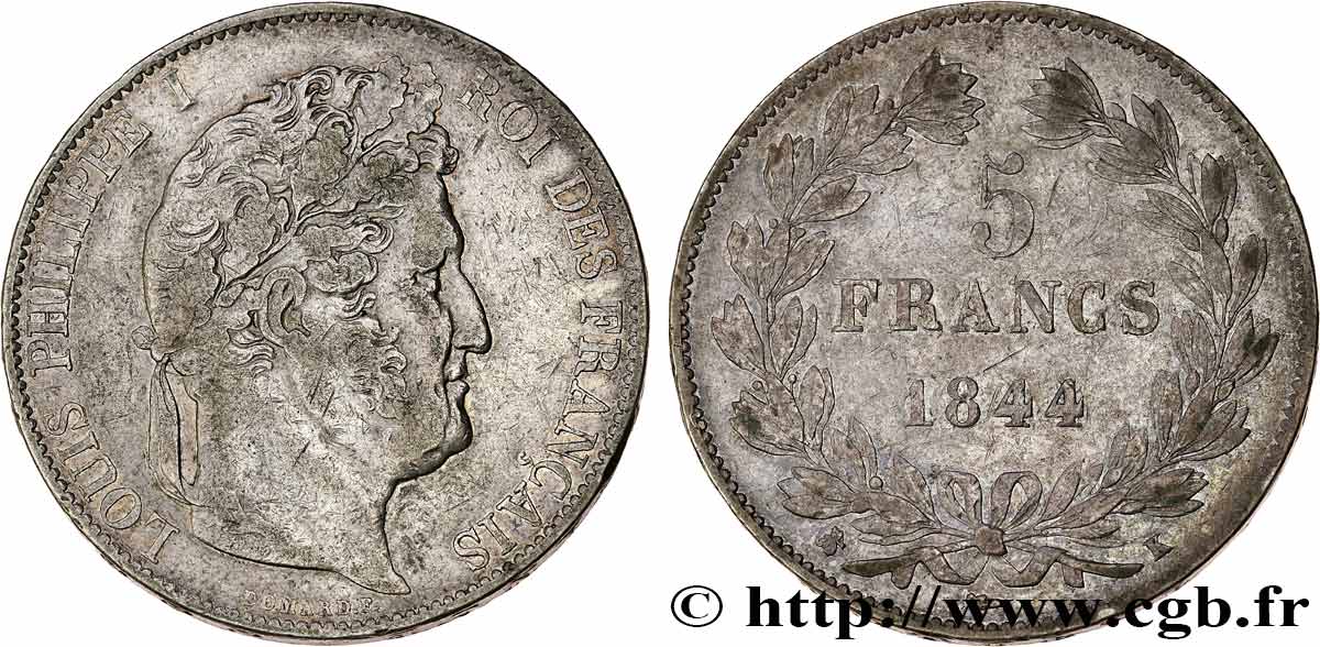 5 francs IIIe type Domard 1844 Bordeaux F.325/4 MB 