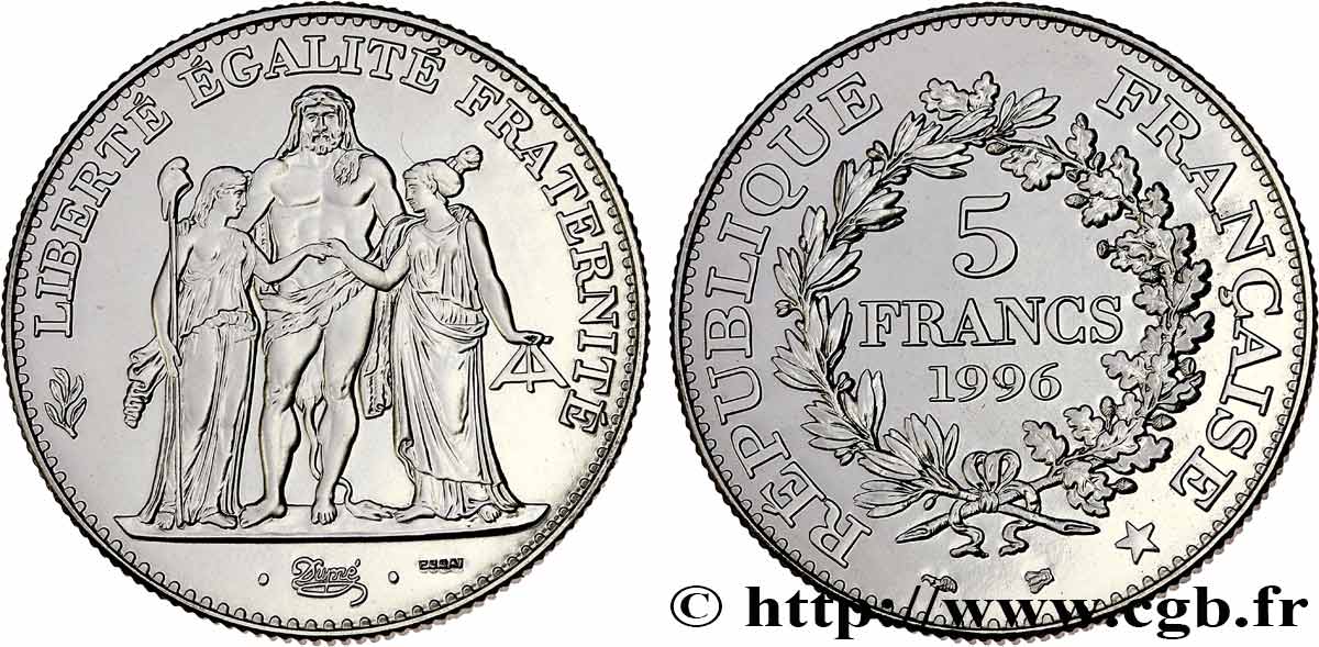 Essai de 5 francs Hercule de Dupré 1996 Pessac F.346/1 MS 