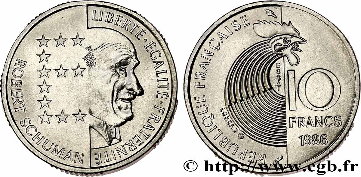 Essai de 10 francs Robert Schuman 1986 Pessac F.374/1 MS 