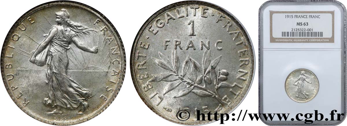 1 franc Semeuse 1915 Paris F.217/21 SPL63 NGC