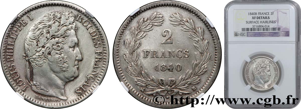 2 francs Louis-Philippe 1840 Rouen F.260/77 BB NGC