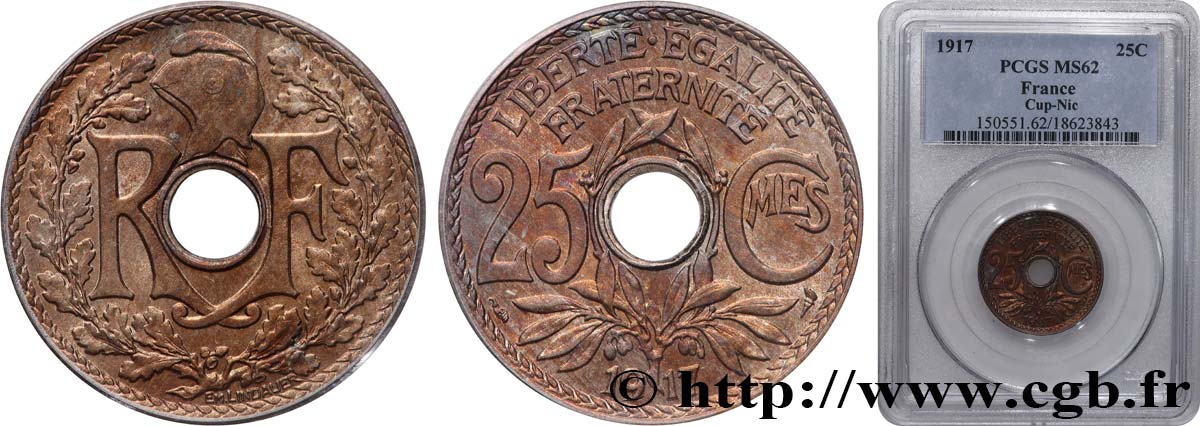 25 centimes Lindauer 1917  F.171/1 SUP62 PCGS