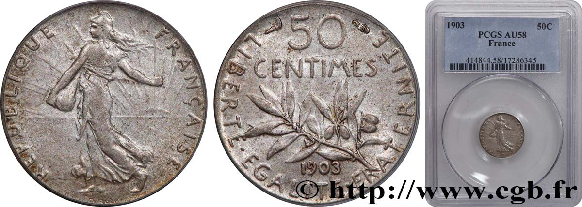 50 centimes Semeuse 1903  F.190/10 SUP58 PCGS