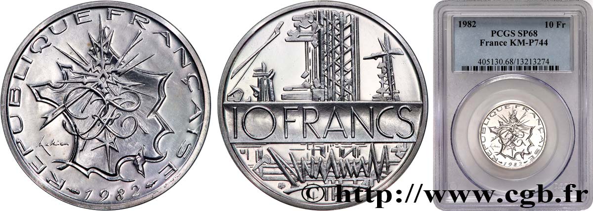 Piéfort argent de 10 francs Mathieu 1982 Pessac GEM.186 P2 FDC68 PCGS