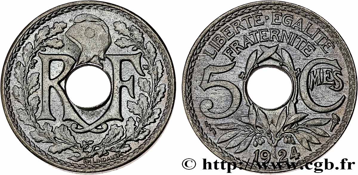 5 centimes Lindauer, petit module 1924 Poissy F.122/9 MS64 