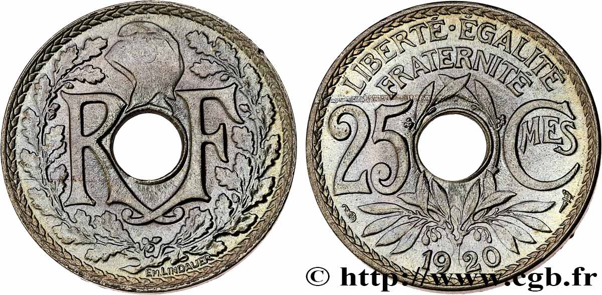 25 centimes Lindauer 1920  F.171/4 MS64 