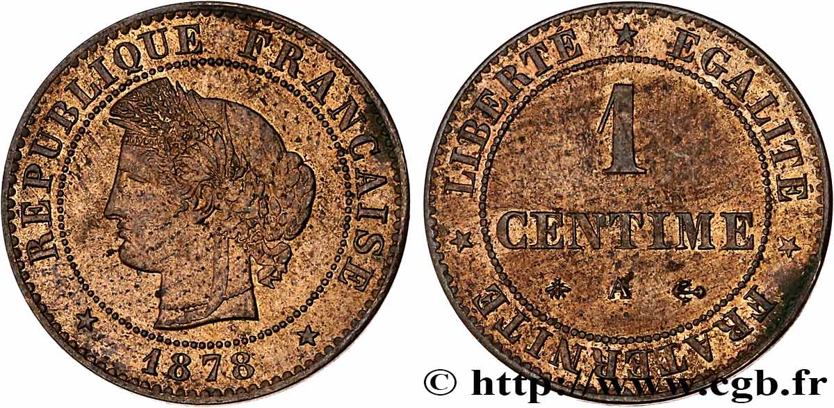 1 centime Cérès 1878 Paris F.104/7 MS62 