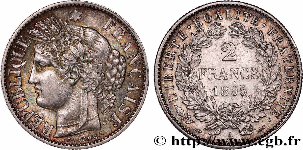 2 francs Cérès, avec légende 1895 Paris F.265/17 SUP58 