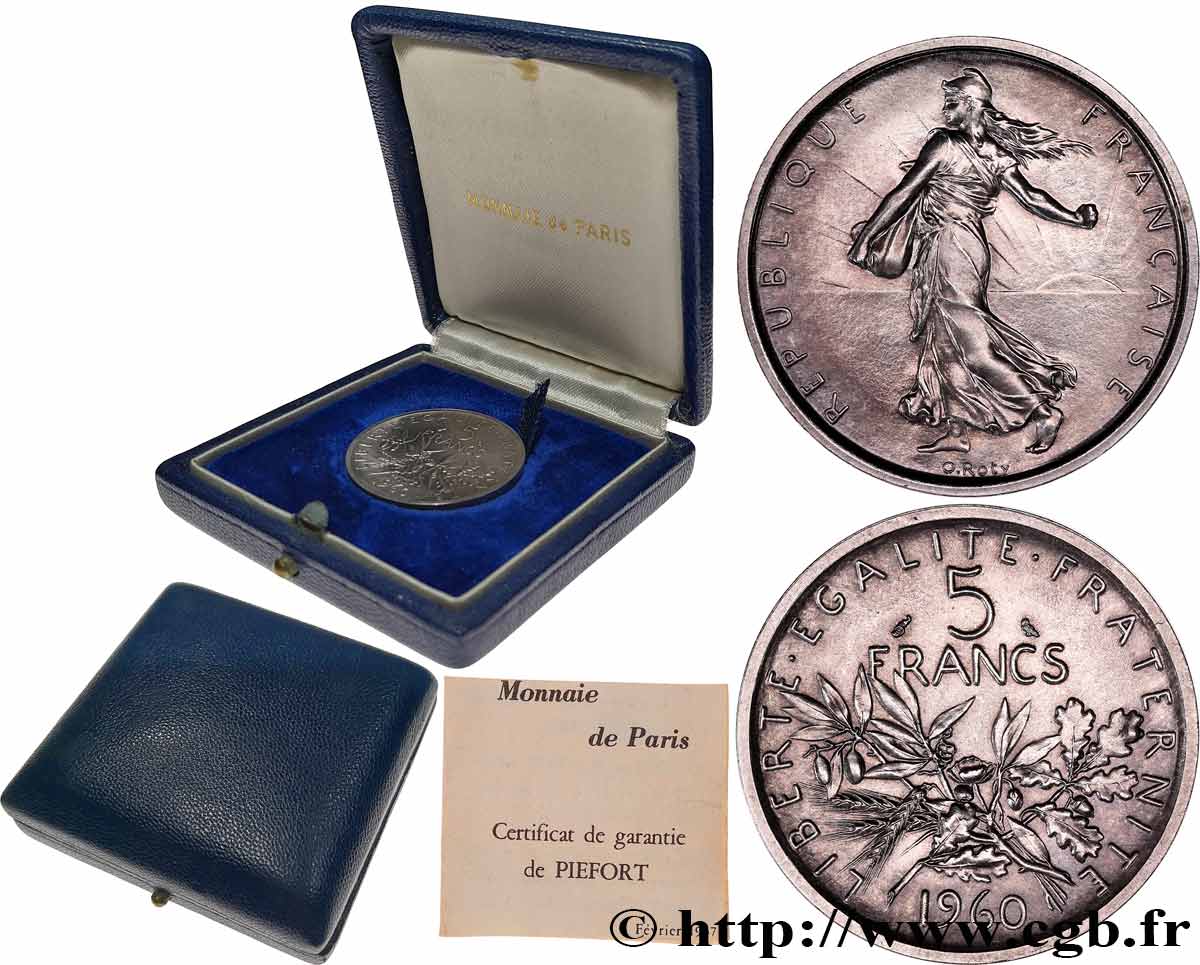 Valeur Piece De Monnaie 5 Francs Argent 1960 Piéfort Argent de 5 francs Semeuse 1960 Paris GEM.153 P1 fmd_731977 Modernes