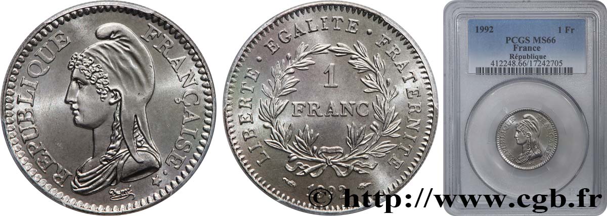 1 franc République 1992  F.229/2 MS66 PCGS