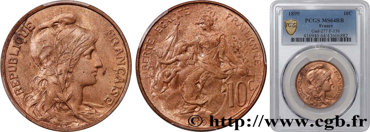 10 centimes Daniel-Dupuis 1899  F.136/7 SPL64 PCGS