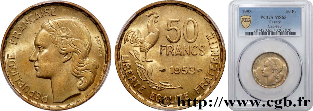 50 francs Guiraud 1953  F.425/10 FDC65 PCGS