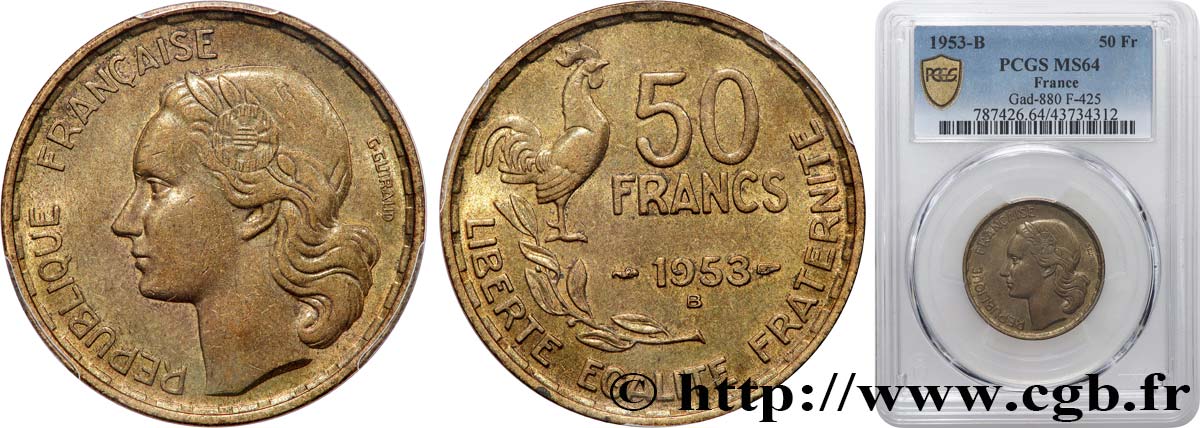 50 francs Guiraud 1953 Beaumont-le-Roger F.425/11 MS64 PCGS