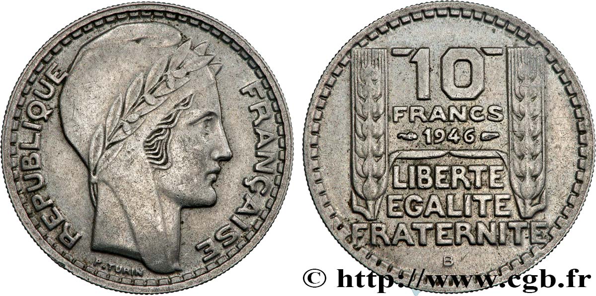 10 francs Turin, grosse tête, rameaux longs 1946 Beaumont-Le-Roger F.361/4 BB 