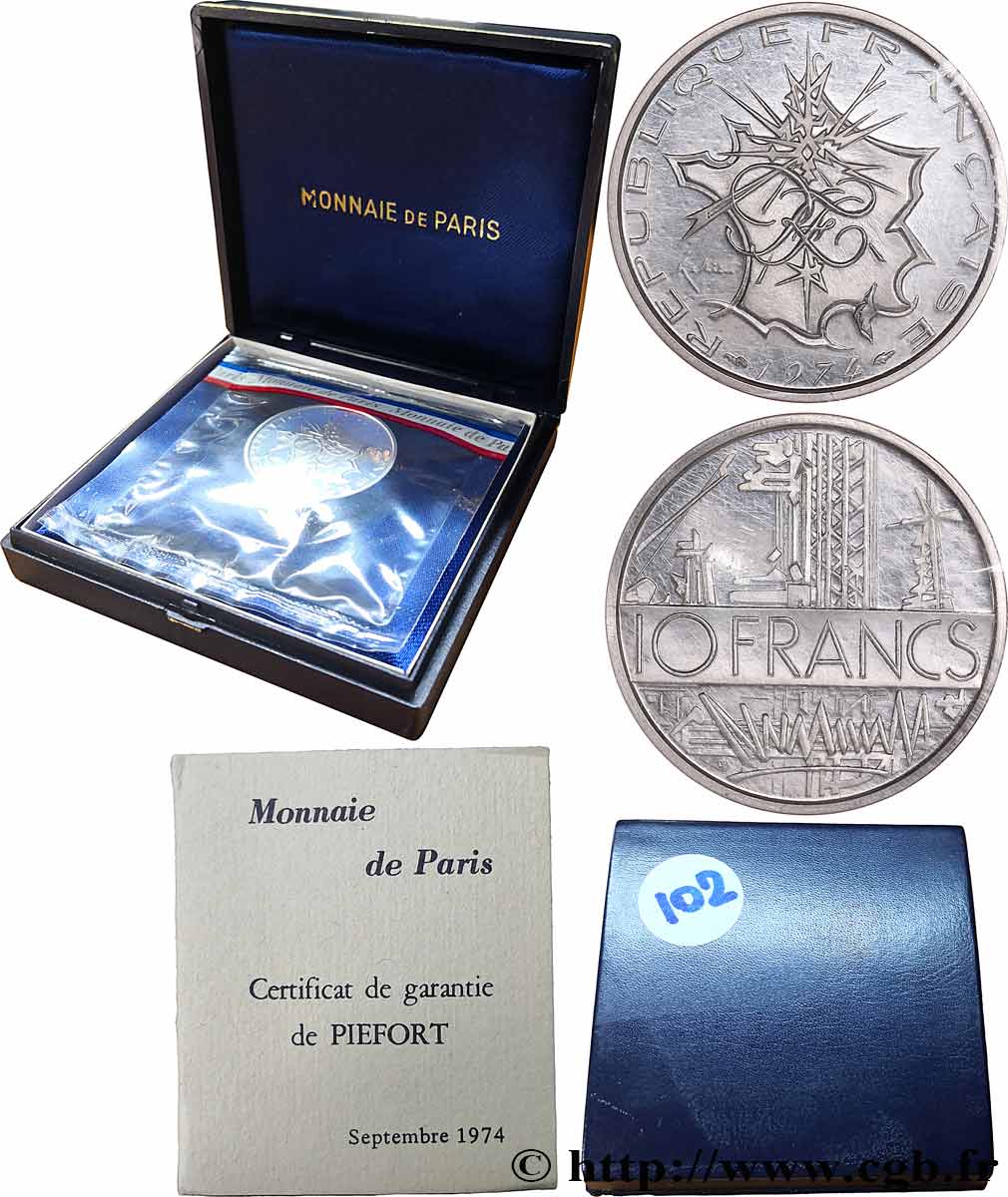 Piéfort argent de 10 francs Mathieu 1974 Pessac GEM.186 P2 MS 