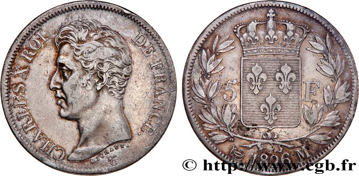 5 francs Charles X, 1er type 1826 Toulouse F.310/23 fSS 