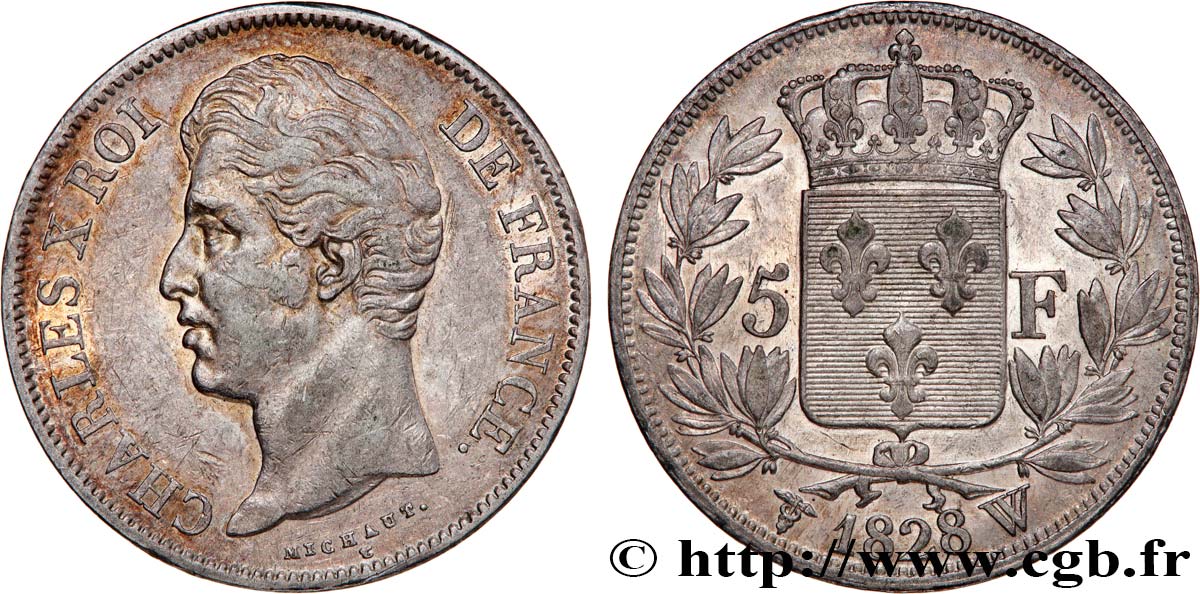 5 francs Charles X, 2e type 1828 Lille F.311/26 TTB50 