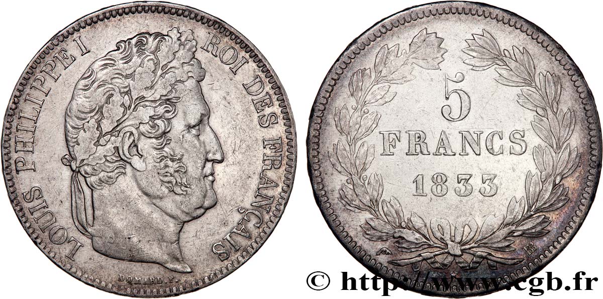 5 francs IIe type Domard 1833 Strasbourg F.324/16 SS50 