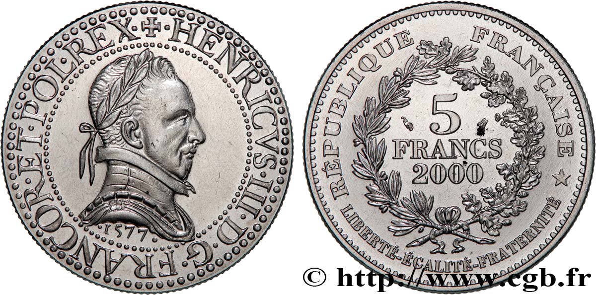 5 francs Franc d’argent de Henri III 2000 Paris F9.351/1 FDC 