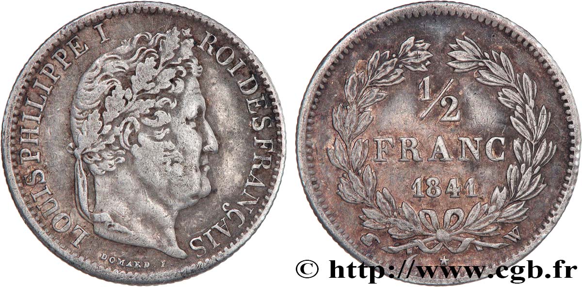 1/2 franc Louis-Philippe 1841 Lille F.182/93 TTB45 